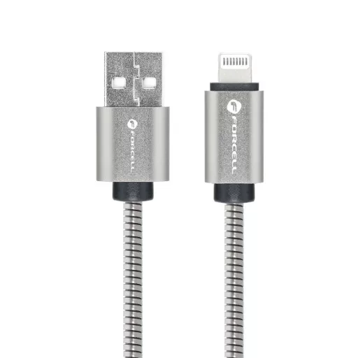 Forcell F-Energy USB-A – Lightning töltőkábel Metal C236 2,4A 12W 1 m ezüst
