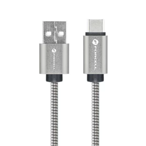 Forcell F-Energy USB-A – USB-C töltőkábel QC3.0 Metal C234 66W 1 m ezüst