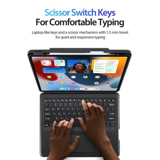 DUX DUCIS tok DK összecsukható vezeték nélküli billentyűzettel iPad Air 13 (2024)/Pro 12.9 (2020/2021/2022) fekete