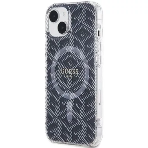 GUESS tok iPhone 15 Plus Magsafe kompatibilis GUHMP15MHGCUSTGK (IML GCUBE) Fekete