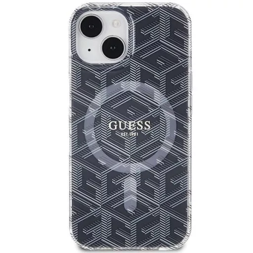 GUESS tok iPhone 15 Plus Magsafe kompatibilis GUHMP15MHGCUSTGK (IML GCUBE) Fekete