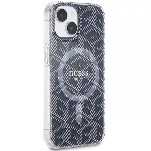 GUESS tok iPhone 15 Plus Magsafe kompatibilis GUHMP15MHGCUSTGK (IML GCUBE) Fekete