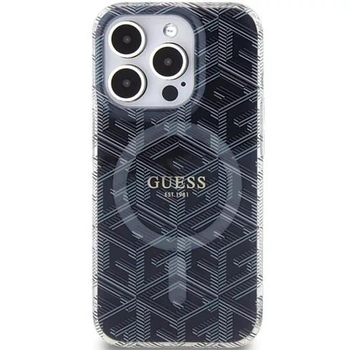 GUESS tok iPhone 15 Pro Max Magsafe kompatibilis GUHMP15XHGCUSTGK (IML GCUBE) fekete
