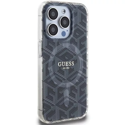 GUESS tok iPhone 15 Pro Max Magsafe kompatibilis GUHMP15XHGCUSTGK (IML GCUBE) fekete