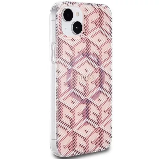 GUESS tok iPhone 15 Magsafe kompatibilis GUHMP15SHGCUSTGP (IML GCUBE) rózsaszín