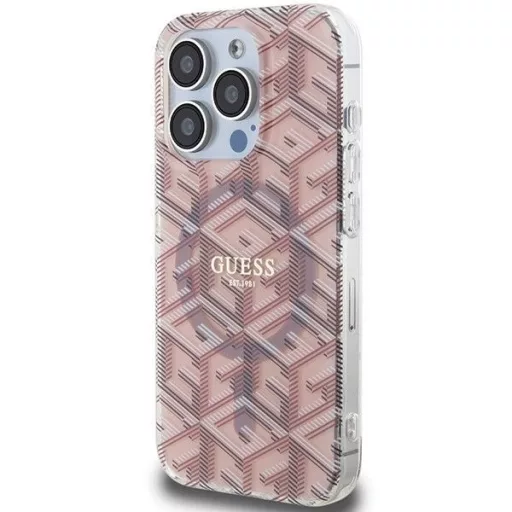 GUESS tok iPhone 15 Pro Max Magsafe kompatibilis GUHMP15XHGCUSTGP (IML GCUBE) rózsaszín