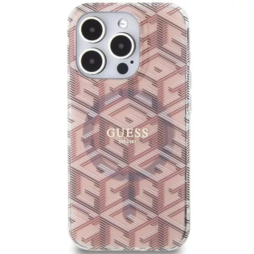 GUESS tok iPhone 15 Pro Max Magsafe kompatibilis GUHMP15XHGCUSTGP (IML GCUBE) rózsaszín