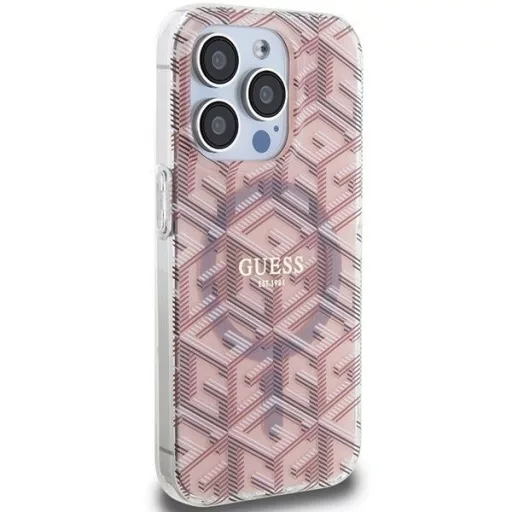 GUESS tok iPhone 15 Pro Max Magsafe kompatibilis GUHMP15XHGCUSTGP (IML GCUBE) rózsaszín
