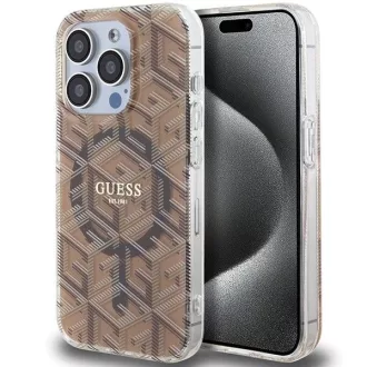   GUESS tok iPhone 15 Pro Magsafe kompatibilis GUHMP15LHGCUSTGW (IML GCUBE) barna