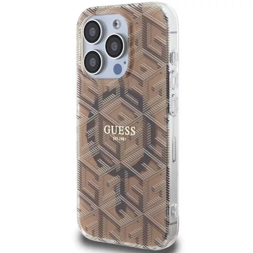 GUESS tok iPhone 15 Pro Magsafe kompatibilis GUHMP15LHGCUSTGW (IML GCUBE) barna