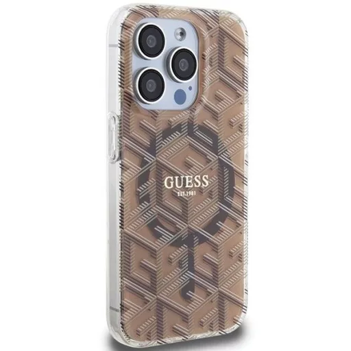 GUESS tok iPhone 15 Pro Magsafe kompatibilis GUHMP15LHGCUSTGW (IML GCUBE) barna