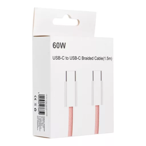 Baseus USB-C – USB-C töltőkábel PD QC3.0 3A 60W C263 1,5 m rózsaszín