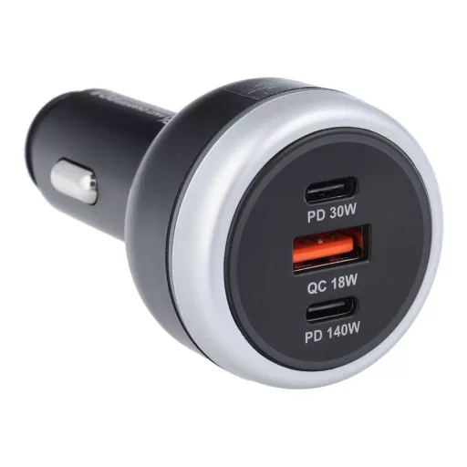 Autós töltő USB-A + 2×Type-C PD QC3.0 3A 191W CC69-2C1A fekete