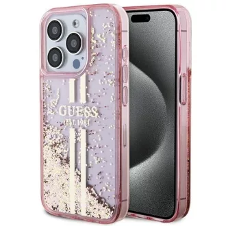   GUESS tok iPhone 15 Pro GUHCP15LLFCSEGP (Liquid Glitter arany Stripes) rózsaszín