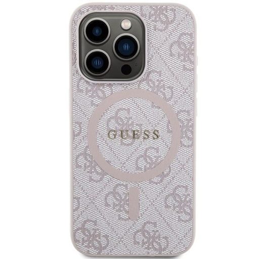 GUESS tok iPhone 14 Pro Max Magsafe kompatibilis GUHMP14XG4GFRP (4G Ring classic logo) rózsaszín