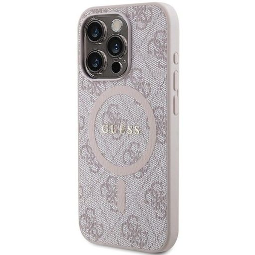 GUESS tok iPhone 15 Pro Max Magsafe kompatibilis GUHMP15XG4GFRP (4G Ring classic logo) rózsaszín