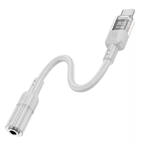 USB-C – 3,5 mm jack AUX adapter Hoco 0,15 m LS37 átlátszó szürke