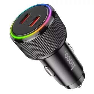 Hoco autós töltő 2×USB-C QC PD 50W NZ14B fekete