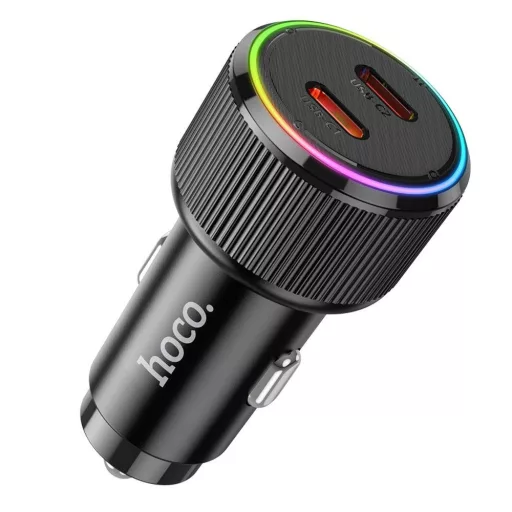 Hoco autós töltő 2×USB-C QC PD 50W NZ14B fekete