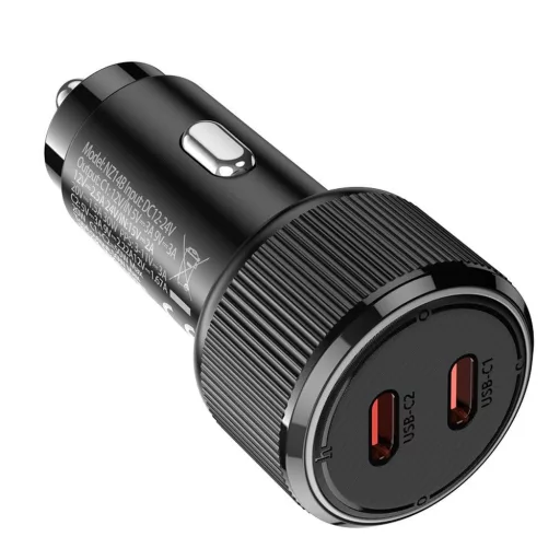 Hoco autós töltő 2×USB-C QC PD 50W NZ14B fekete