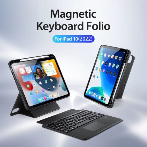 DUX DUCIS tok DK összecsukható, vezeték nélküli billentyűzettel iPad 10 (2022) fekete