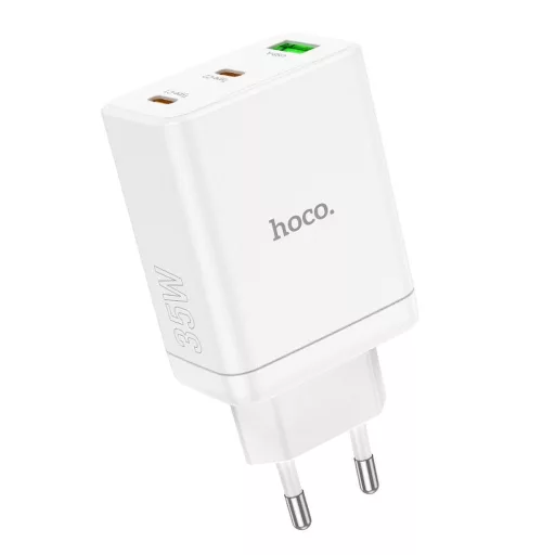 Hoco hálózati töltő 2×USB-C + USB-A QC3.0 PD 3A 35W N33 fehér