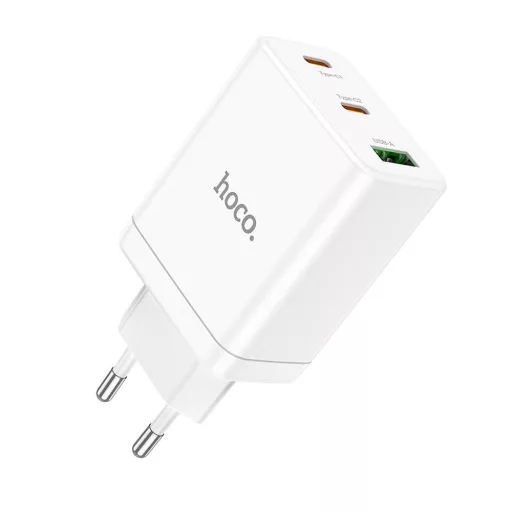 Hoco hálózati töltő 2×USB-C + USB-A QC3.0 PD 3A 35W N33 fehér