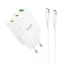 Hoco hálózati töltő 2×USB-C + USB-A QC3.0 PD 3A 35W + USB-C – USB-C kábel N33 fehér