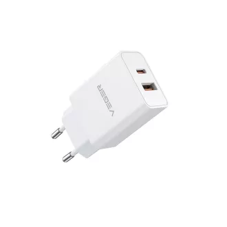   VEGER hálózati töltő USB-A + Type-C PD QC3.0 3A 30W VLS302U fehér