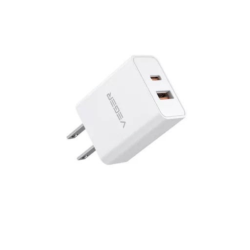 VEGER hálózati töltő USB-A + Type-C PD QC3.0 3A 30W VLS302U fehér