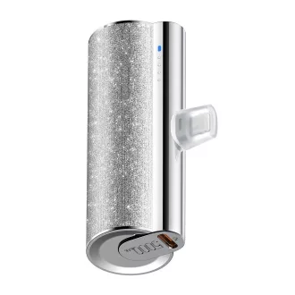   Veger PlugOn (W0573) powerbank PD QC3.0 2,4A 12W 5000 mAh beépített USB C csatlakozóval ezüst