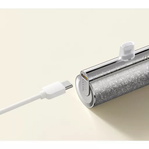 Veger PlugOn (W0573) powerbank PD QC3.0 2,4A 12W 5000 mAh beépített USB C csatlakozóval ezüst