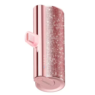   Veger powerbank PlugOn (W0573) PD QC3.0 2,4A 12W 5000 mAh beépített USB-C csatlakozóval rózsaszín