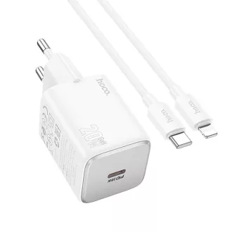   Hoco hálózati töltő USB-C QC PD 20W + USB-C – Lightning kábel N40 fehér