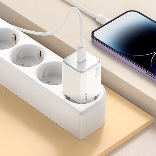 Hoco hálózati töltő USB-C QC PD 20W + USB-C – Lightning kábel N40 fehér
