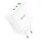 Hoco hálózati töltő 2×USB-C + USB-A GaN QC PD 65W N30 fehér