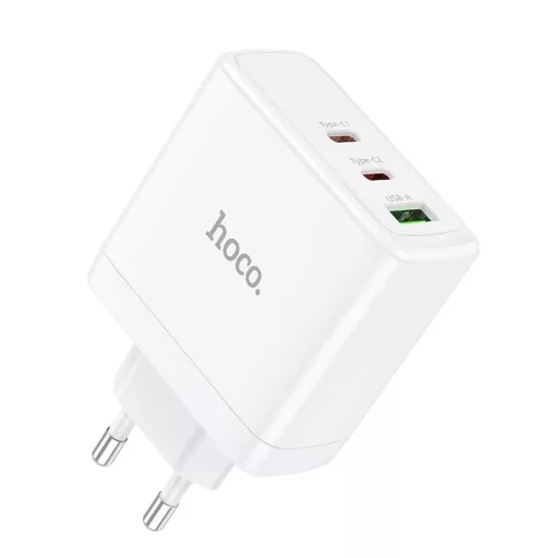 Hoco hálózati töltő 2×USB-C + USB-A GaN QC PD 65W N30 fehér