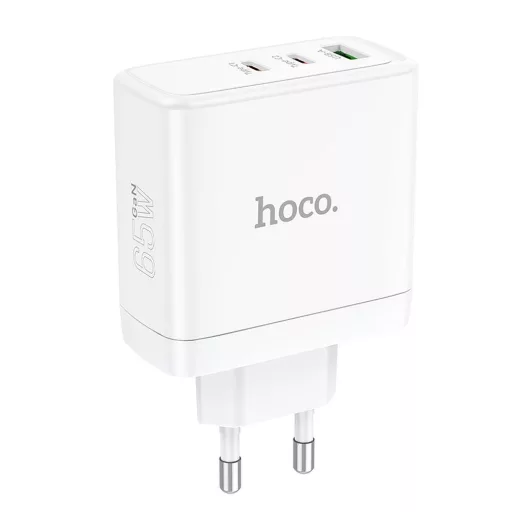 Hoco hálózati töltő 2×USB-C + USB-A GaN QC PD 65W N30 fehér
