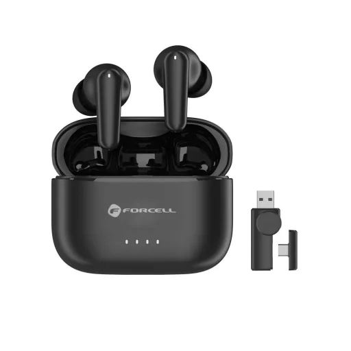 Forcell F-Audio Super Clear Calls ANC + ENC + Dongle vezeték nélküli fülhallgató fekete