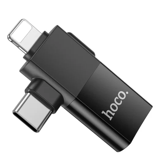 OTG adapter 2in1 USB-C / Lightning – USB-A Hoco UA17 fekete