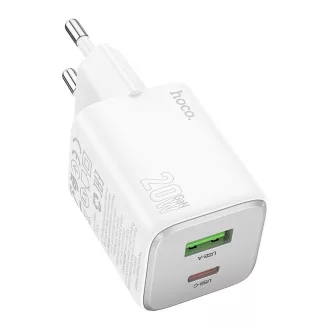   Hoco hálózati töltő USB-A + USB-C QC3.0 PD 3A 20W N41 fehér