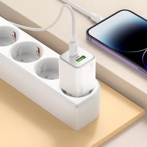 Hoco hálózati töltő USB-A + USB-C QC3.0 PD 3A 20W N41 fehér