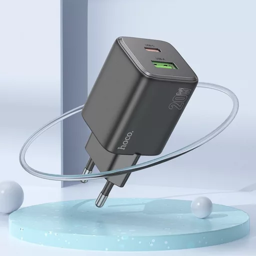 Hoco hálózati töltő USB-A + USB-C QC3.0 PD 3A 20W N41 fekete