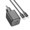 Hálózati töltő USB-A + USB-C QC PD 3A 20W + USB-C – Lightning kábel N41 fekete