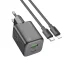 Hálózati töltő USB-A + USB-C QC PD 3A 20W + USB-C – Lightning kábel N41 fekete