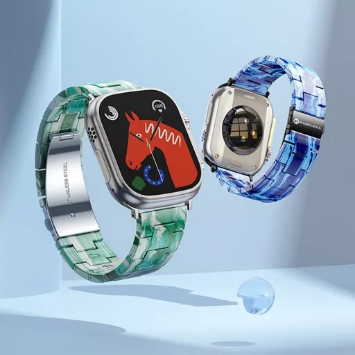 Forcell F-Design FA04 márvány hatású gyanta csatos szíj Apple Watch 38 / 40 / 41 mm zöld