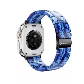   Forcell F-Design FA04 márvány hatású gyanta csatos szíj Apple Watch 42 / 44 / 45 / 49 mm kék