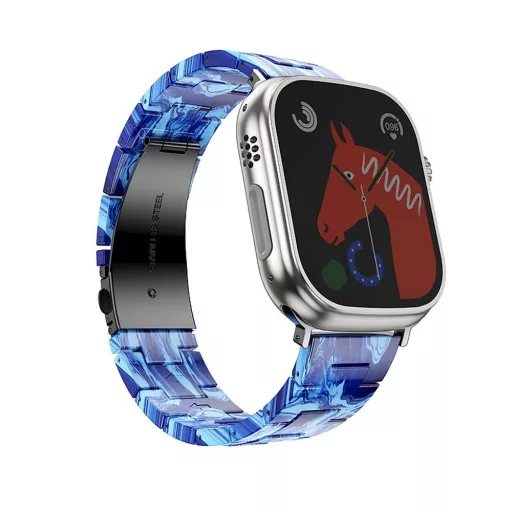 Forcell F-Design FA04 márvány hatású gyanta csatos szíj Apple Watch 42 / 44 / 45 / 49 mm kék