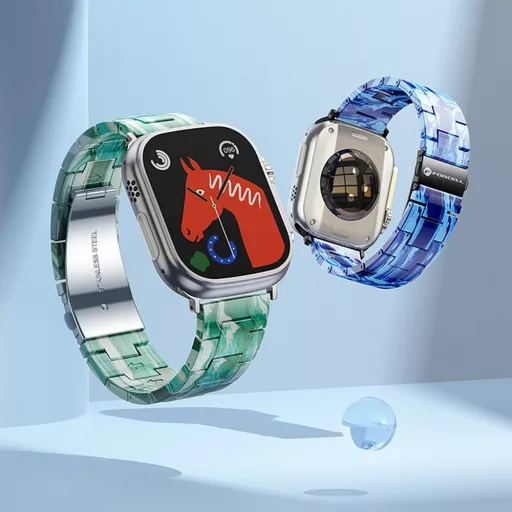 Forcell F-Design FA04 márvány hatású gyanta csatos szíj Apple Watch 42 / 44 / 45 / 49 mm kék