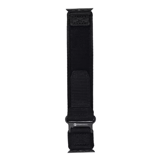 Forcell F-Design FA05 nylon tépőzáras szíj Apple Watch 42 / 44 / 45 / 49 mm fekete